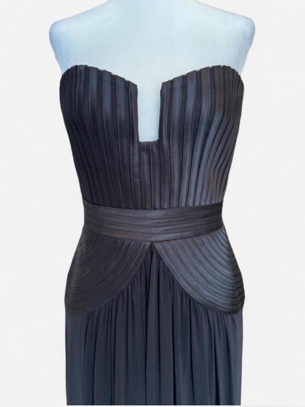 BCBGMAXAZRIA Pleated Strapless Gown | Corset Bodice | Black Maxi | Size S - Picture 3 of 7
